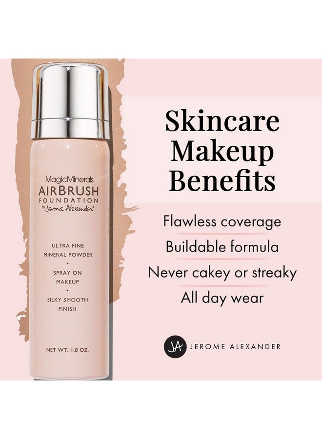 Magicminerals Airbrush Foundation By Jerome Alexander 2Pc Set With Airbrush Foundation And Kabuki Brush Spray Makeup With Antiaging Ingredients For Smooth Radiant Skin (Dark Espresso)