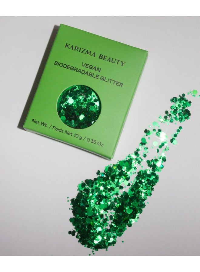 Vegan Biodegradable Chunky Glitter // Karizma Beauty Green Bio Glitter Eco Glitter Face Glitter Festival Chunky 10G