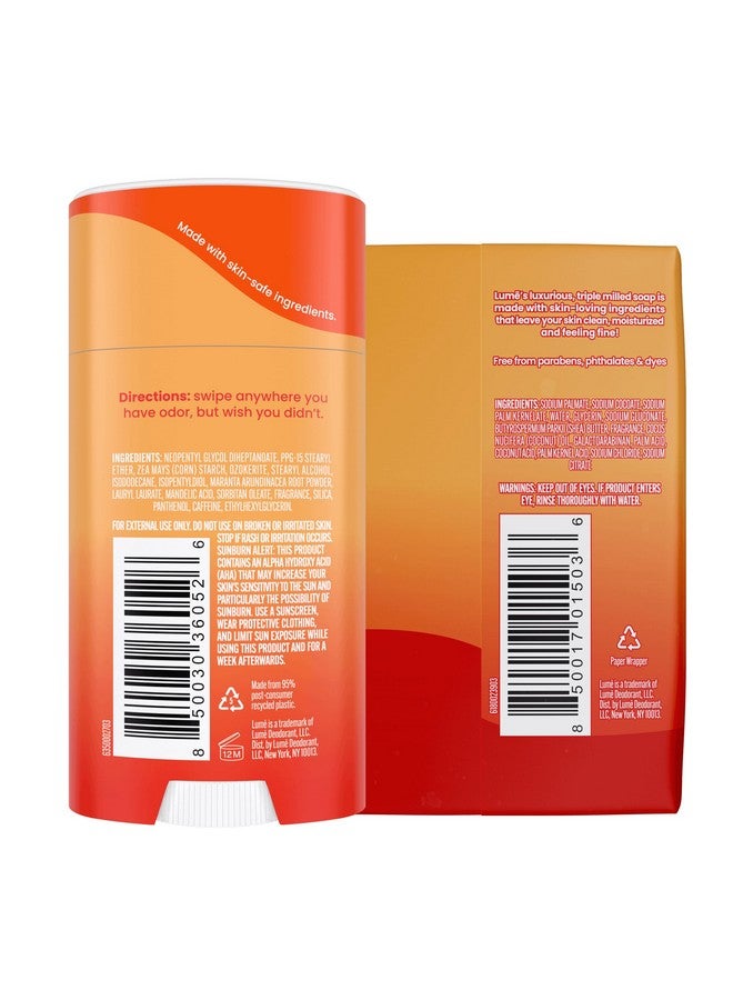 Whole Body Deodorant And Soap 2.6 Ounce Smooth Solid Stick With 72 Hour Odor Control And 5 Ounce Triple Milled Soap Aluminum Free Baking Soda Free And Skin Loving (Clean Tangerine)