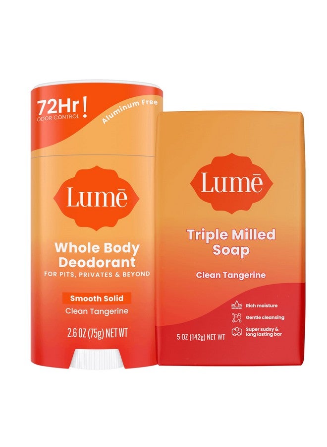 Whole Body Deodorant And Soap 2.6 Ounce Smooth Solid Stick With 72 Hour Odor Control And 5 Ounce Triple Milled Soap Aluminum Free Baking Soda Free And Skin Loving (Clean Tangerine)