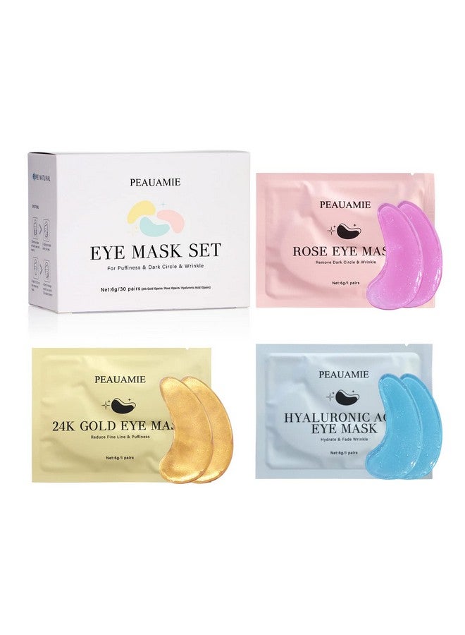 Under Eye Patches (30 Pairs) Gold Eye Mask And Hyaluronic Acid Eye Patches For Puffy Eyesrose Eye Masks For Dark Circles And Puffiness Under Eye Treatment Skin Care Products…