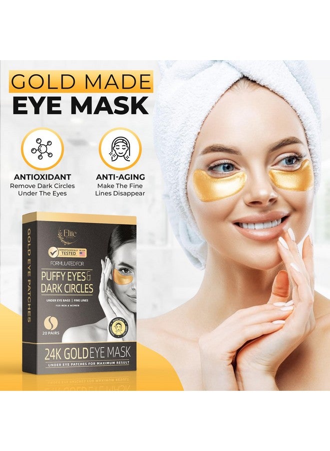 24K Gold Under Eye Patches For Puffy Eyes And Dark Circles Eye Bags Wrinkles 20 Pairs Gold Eye Patches Skincare Masks For Women & Men Collagen Eye Mask Patches Under Eye Gel Pads