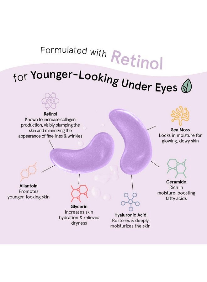 Purple Under Eye Masks With Retinol Restoring Under Eye Patches For Puffy Eyes And Dark Circles Gel Eye Mask Under Eye Patches Vegan Crueltyfree 24 Pairs