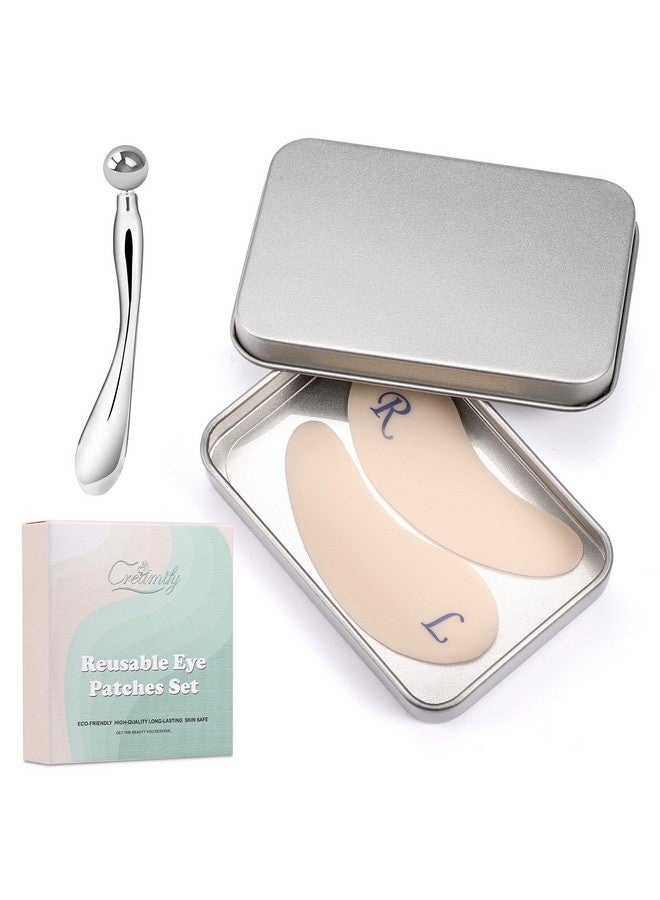 Reusable Eye Patches Silicone Under Eye Patches With Lifting Effect To Reduce Wrinkles And Fine Lines Pair With Metal Eye Cream Applicatortin Case