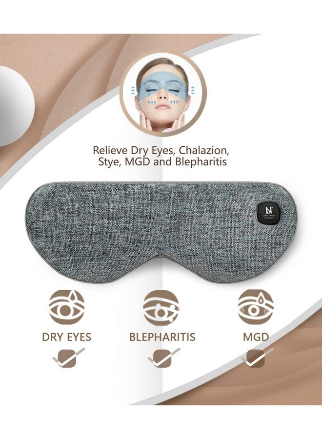 Cordless Heated Eye Mask Washable & Portable Professional Electric Warm Eye Compress For Relief Dry Eyes Stye Blepharitis Chalazion Eye Fatigue Or Mgd (Gray)