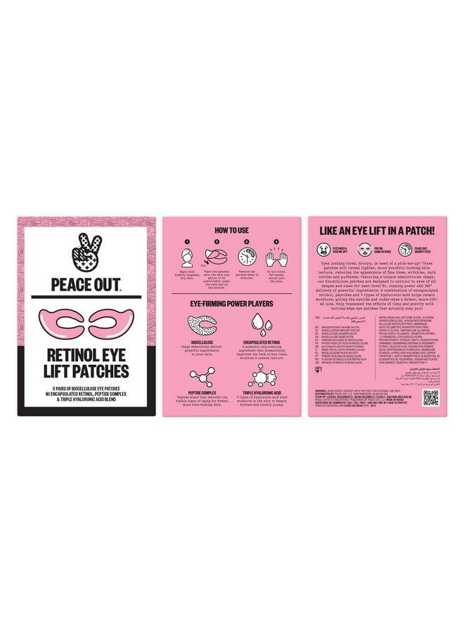 Retinol Eye Lift Patches To Lift Firm And Revitalize Tired Eyes 360° Coverage Targets Fine Lines & Wrinkles 5 Pack