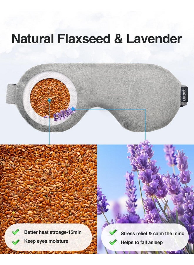 Heated Eye Masks For Dry Eyes With Flaxseed & Lavender Microwave Warm Eye Compress Moist Heat Weighted Eye Mask For Sleeping Hot Stye Eye Compress For Puffy Eyes Dark Circles (Gray)