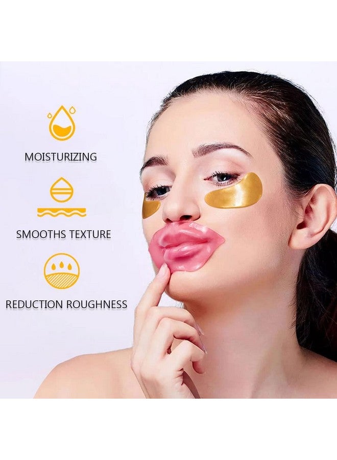 30 Pairs Lip Masks & Eye Masks 24K Gold Gel Crystal Collagen Eye Pads Moisturizing Lip Mask Crystal Lip Pads Under Eye Patches For Puffy Eyes Dark Circles Eye Bags Wrinkles And Fine Lines