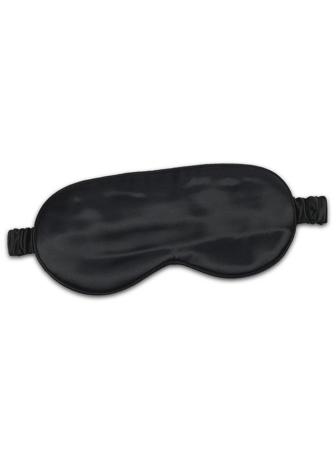 100% Silk Sleep Mask For Women With Silk Covered Elastic Strap 100% Silk Filled Silk Eye Mask For Sleeping (One Size Black)