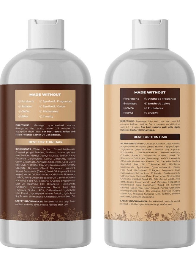 Castor Oil Shampoo And Conditioner Set Jamaican Black Castor Oil Shampoo And Biotin Collagen Conditioner Sulfate Free Shampoo And Conditioner For Fine Hair And Dry Scalp Care (Vanilla) 16 Fl Oz