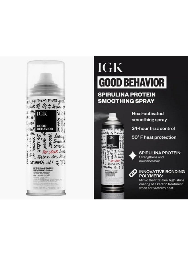 Good Behavior Ultra Smooth Shampoo (8 Oz) + Spirulina Protein Spray (5.6 Oz) Frizz Control + Hydrates + Shine Vegan + Crueltyfree