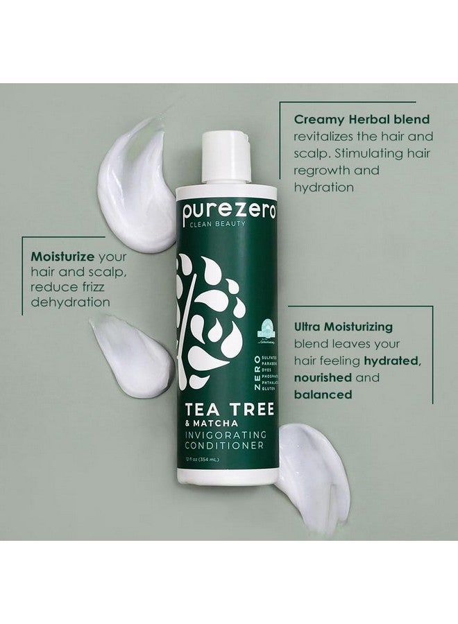 Tea Tree & Matcha Shampoo And Conditioner Set Nourishing & Invigorating Scalp Treatment Zero Sulfates/Parabens/Dyes 100% Vegan & Cruelty Free Great For Color Treated Hair