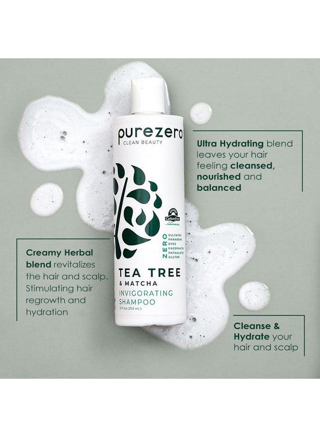 Tea Tree & Matcha Shampoo And Conditioner Set Nourishing & Invigorating Scalp Treatment Zero Sulfates/Parabens/Dyes 100% Vegan & Cruelty Free Great For Color Treated Hair