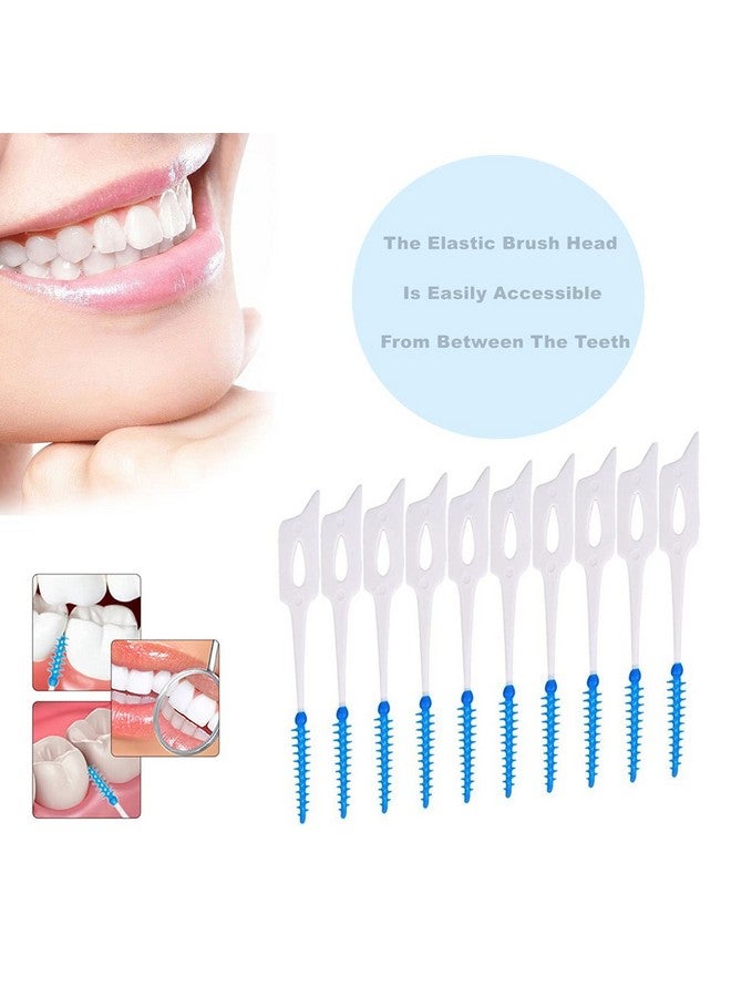 120 Pcs Disposable Interdental Brush Toothpick Dental Tooth Cleaning Tool For Oral Deep Clean Health Care (Whiteblue)
