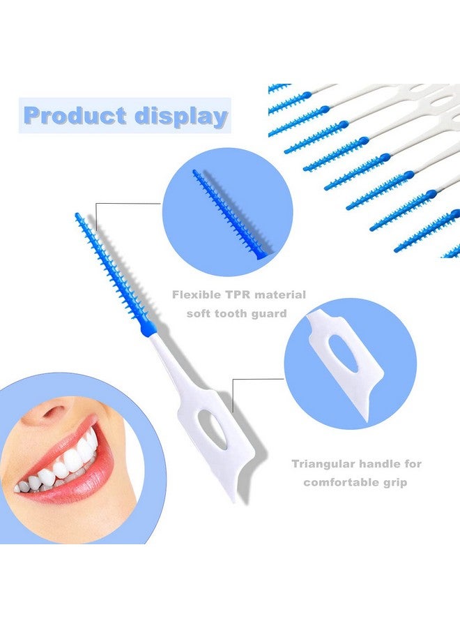 120 Pcs Disposable Interdental Brush Toothpick Dental Tooth Cleaning Tool For Oral Deep Clean Health Care (Whiteblue)