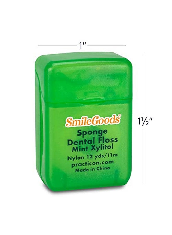 Smilegoods Sponge Dental Floss 12 Yds Mint Xylitol Bulk Pack Of 72