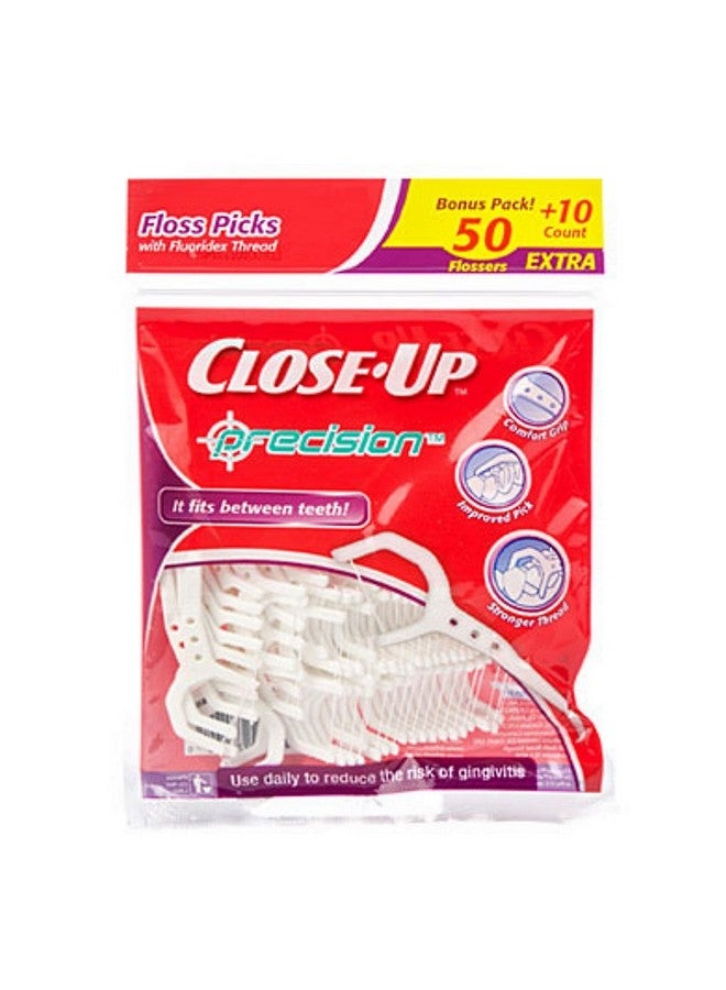 Closeup Precision Floss Picks W/ Flouridex Thread 60 Count Pack Of 2 (120 Flossers)