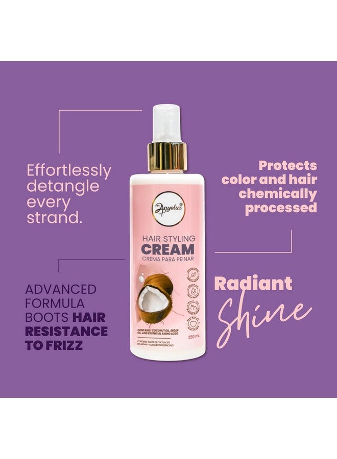 Coconut Hair Styling Cream Provides Strength Deep Hydration And Frizz Control With Argan Oil Detangler For All Hair Types Daily Use