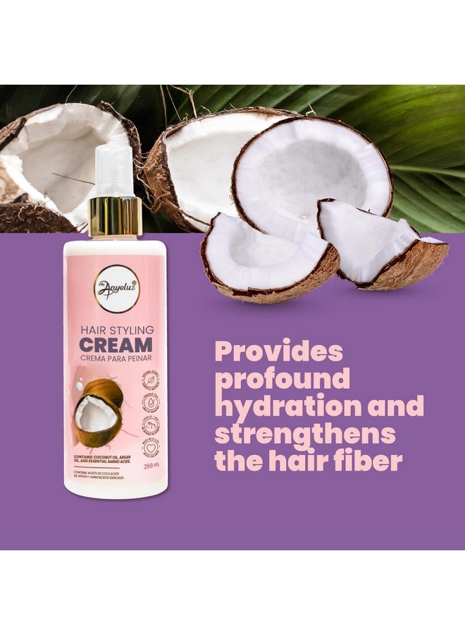 Coconut Hair Styling Cream Provides Strength Deep Hydration And Frizz Control With Argan Oil Detangler For All Hair Types Daily Use