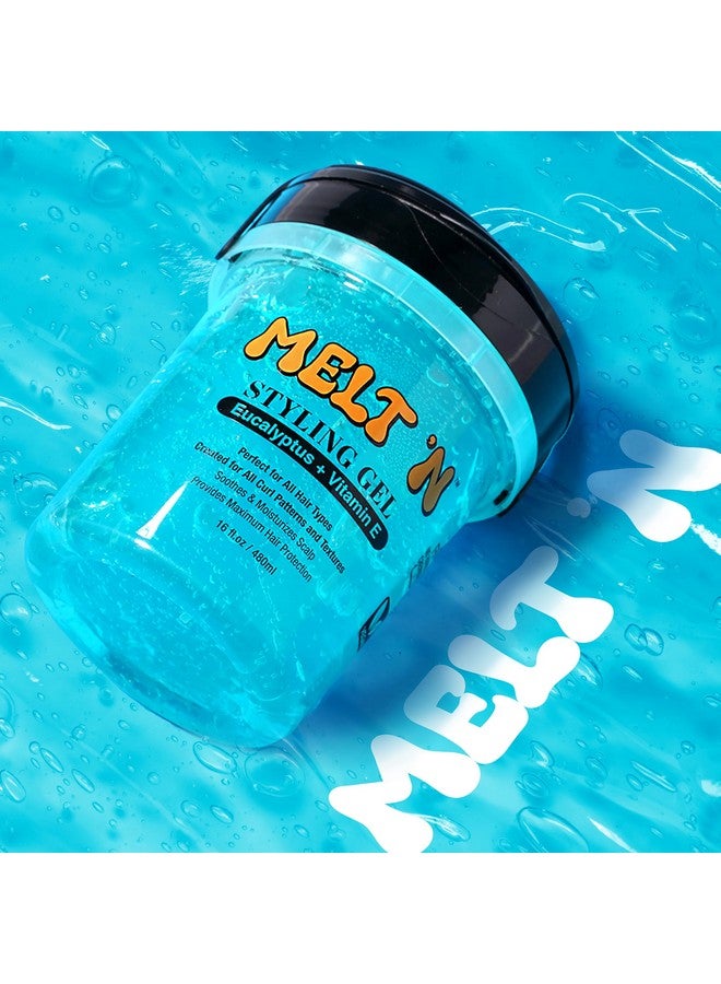 Melt'N Styling Gel Eucalyptus Oil And Vitamin E 16Oz Strong Hold Styling Hydrates And Moisturize Gives High Shine And Refreshing And Cooling Sensation No Frizz Or Brekage