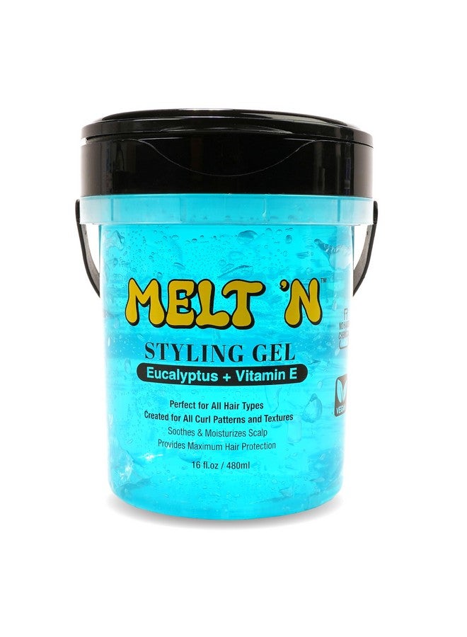 Melt'N Styling Gel Eucalyptus Oil And Vitamin E 16Oz Strong Hold Styling Hydrates And Moisturize Gives High Shine And Refreshing And Cooling Sensation No Frizz Or Brekage