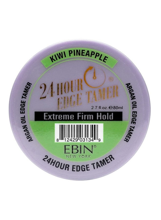 24 Hour Argan Oil Edge Tamer Refresh (2.7Oz/ 80Ml Kiwi Pineapple) Extreme Firm Hold Smooths & Tames Frizz No Flaking Or Drying High Shine Long Lasting All Hair Types Styling Gel.