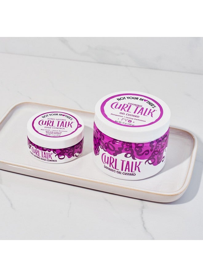 Curl Talk Edge Control Gel And Defining Gel Custard (2Pack) Formulated With Superfood Oil Blend For All Curly Hair Types