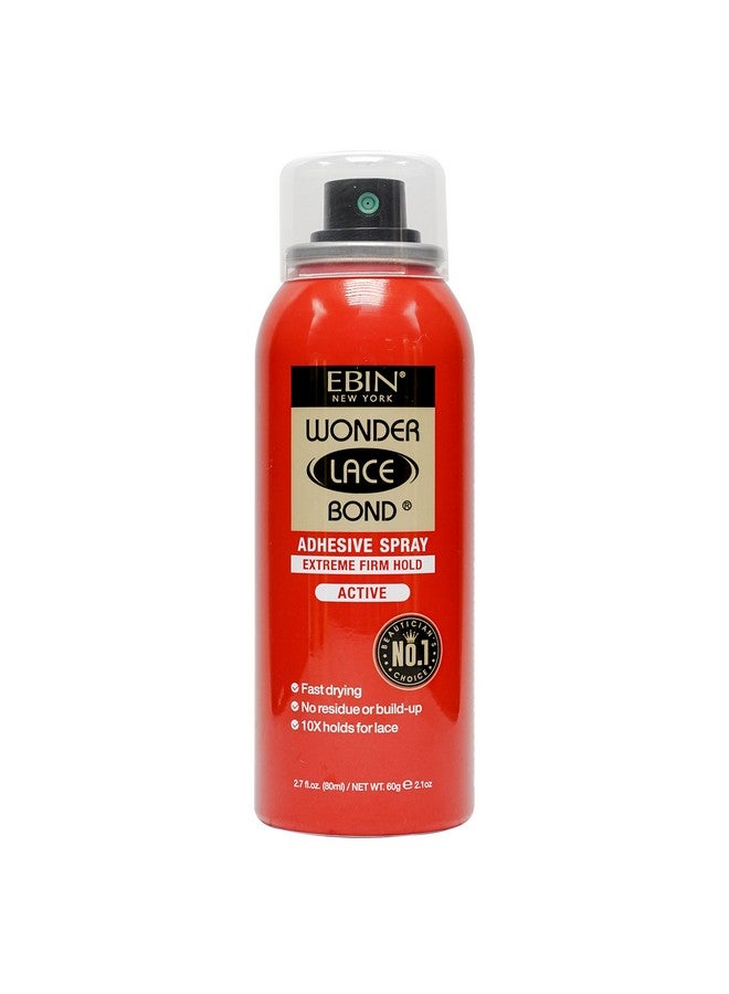 Wonder Lace Bond Adhesive Spray Active Extreme Firm Hold 2.7Oz/ 80Ml Active Use Fast Drying No Residue No Buildup Powerful Hold Allday Hold Daily Wig Application