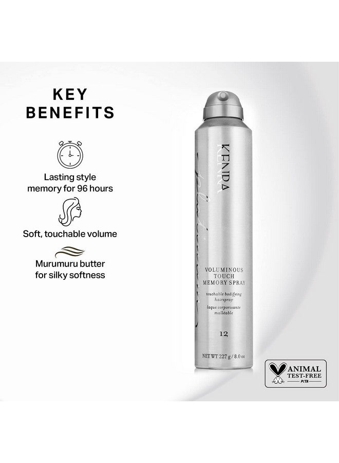 Kenra Platinum Voluminous Touch Memory Spray 12 Bodifying Fullness Hairspray Lasting Sytle Memory For 96 Hours Soft Touchable Volume All Hair Types 8 Oz