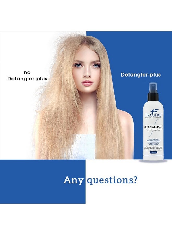 Detangler Plus Styling Hair Spray 8 Oz Heat Protectant And Blowout Spray Leave In Conditioner For Sensitive Skin Fragrance Free Hypoallergenic Unscented Anti Frizz Vegan Cruelty Free