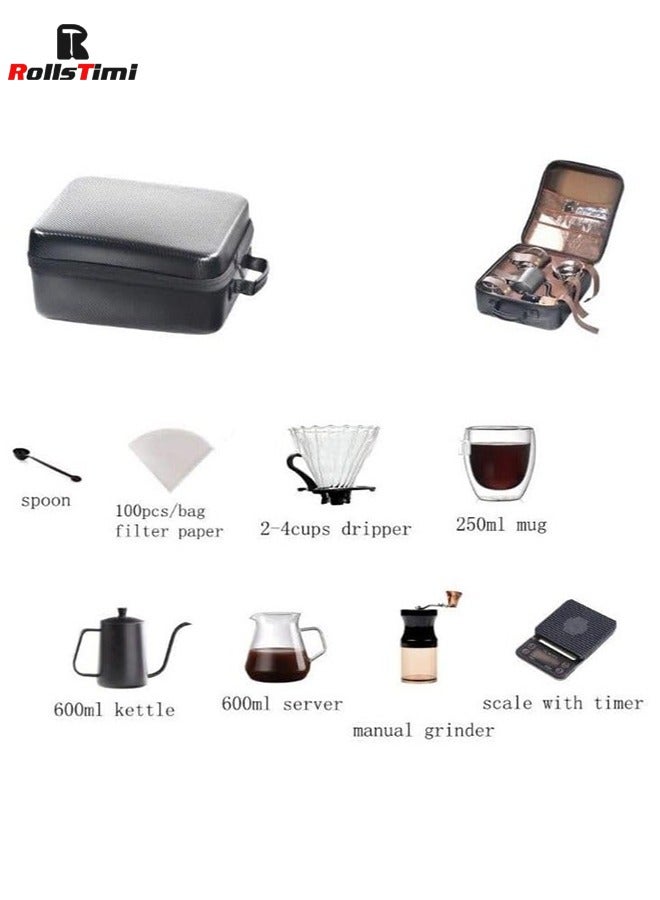 V60 Pour Over Coffee Maker Set Coffee Kettle Scale, Coffee Dripper All in 1 Traveling Camping Manual Coffee Kit Coffee Gift Set
