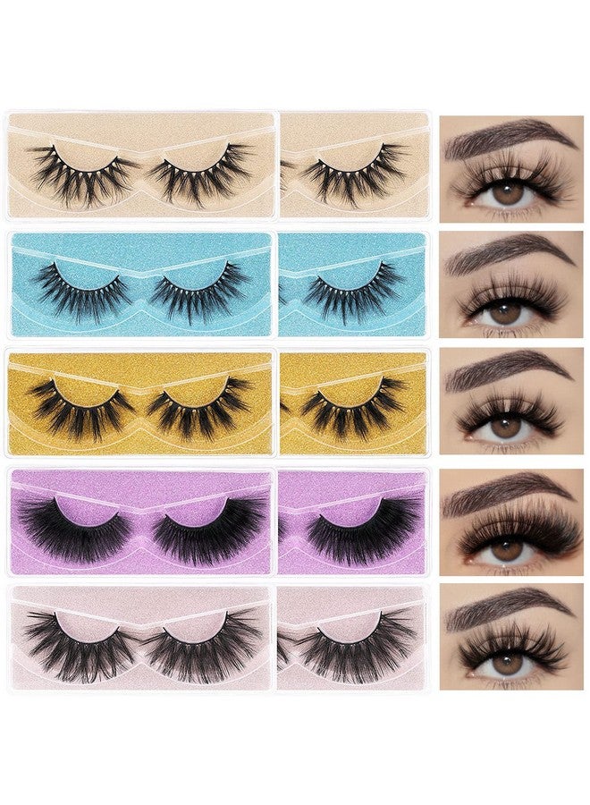 Wholesale Lashes 3D Faux Mink Eyelash Bulk 18Mm Handmade Reusable Eye Lash 5 Styles Dramatic Fluffy False Lash With Glitter Portable Packing (5 Styles10 Pairs)