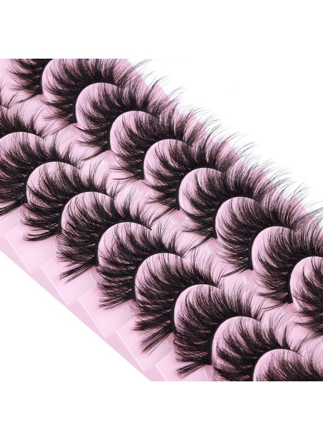 False Eyelashes Fluffy Mink Lashes 20Mm Cat Eye Lashes Long 5D Wispy Dramatic Fanxiton Eye Lashes 10 Pairs Pack