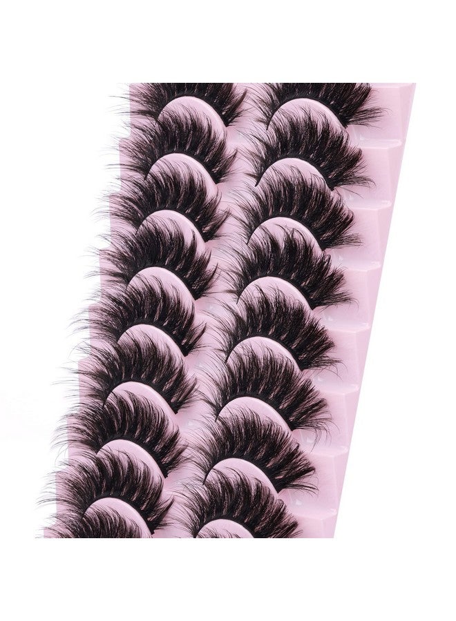 False Eyelashes Fluffy Mink Lashes 20Mm Cat Eye Lashes Long 5D Wispy Dramatic Fanxiton Eye Lashes 10 Pairs Pack