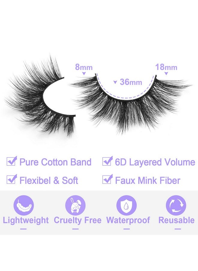 Eyelashes Natural Look Faux Mink Lashes Fluffy False Eyelashes Wispy Cat Eye Lashes Pack Strip Lashes By Kiromiro