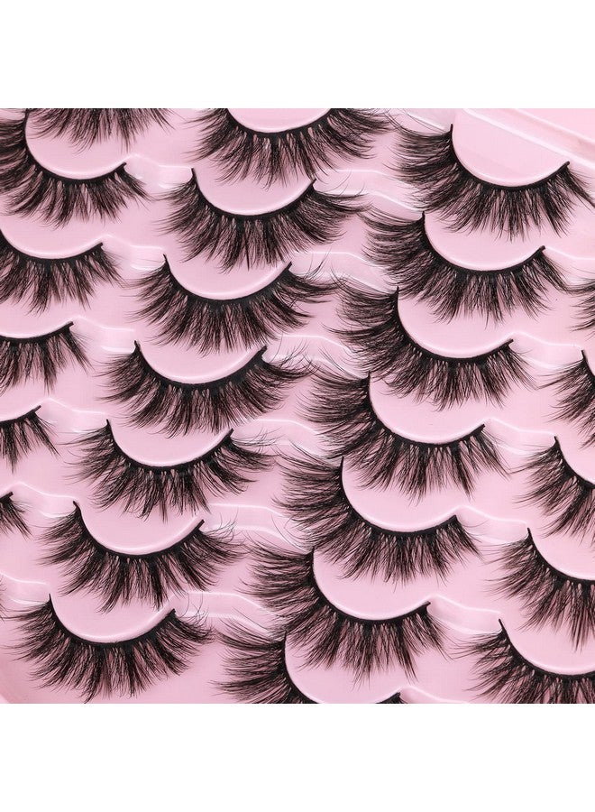 Eyelashes Natural Look Faux Mink Lashes Fluffy False Eyelashes Wispy Cat Eye Lashes Pack Strip Lashes By Kiromiro