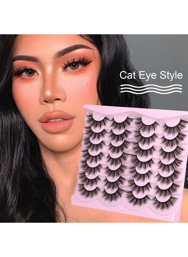 Eyelashes Natural Look Faux Mink Lashes Fluffy False Eyelashes Wispy Cat Eye Lashes Pack Strip Lashes By Kiromiro