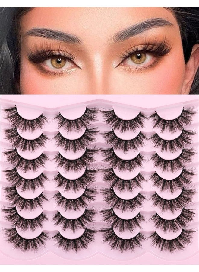 Eyelashes Natural Look Faux Mink Lashes Fluffy False Eyelashes Wispy Cat Eye Lashes Pack Strip Lashes By Kiromiro