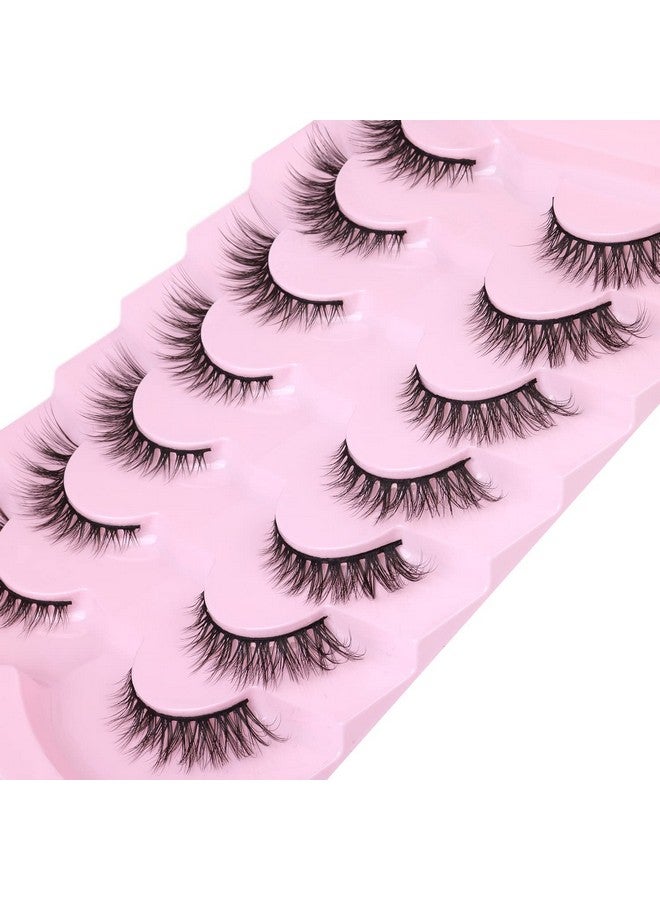 Lashes Natural Look False Eyelashes Wispies Short Faux Mink Lashes Fluffy 14Mm Cat Eye Wispy Lashes Strip Eyelashes Pack