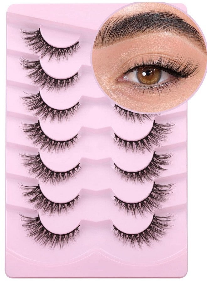 Lashes Natural Look False Eyelashes Wispies Short Faux Mink Lashes Fluffy 14Mm Cat Eye Wispy Lashes Strip Eyelashes Pack