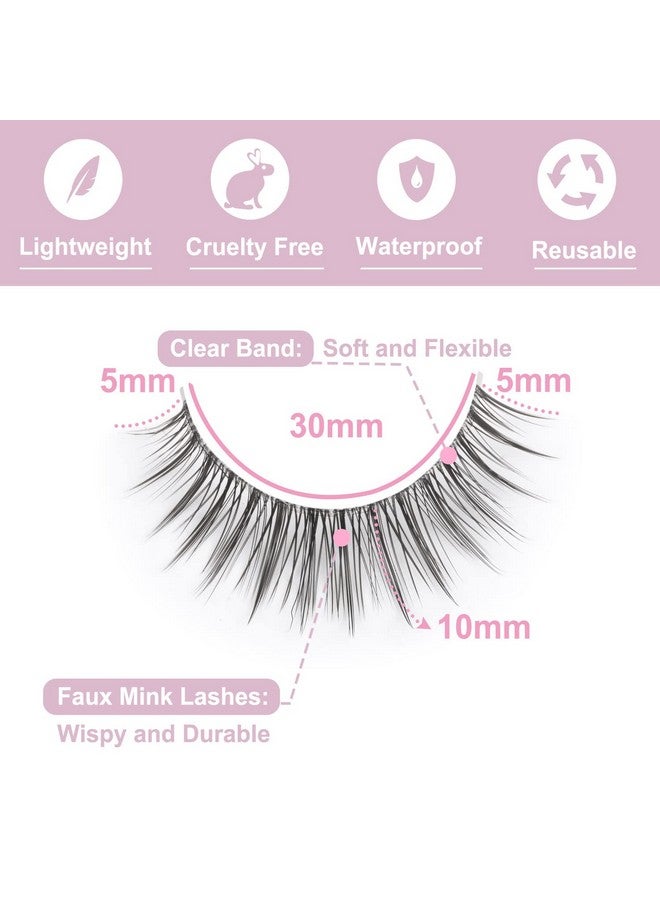 Eyelashes Wispy 10Mm False Lashes Natural Look Fluffy 3D Mink Lashes Short Strip Lashes Pack