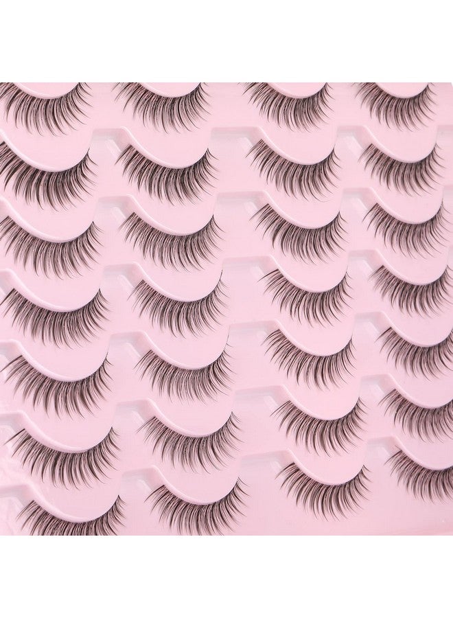 Eyelashes Wispy 10Mm False Lashes Natural Look Fluffy 3D Mink Lashes Short Strip Lashes Pack