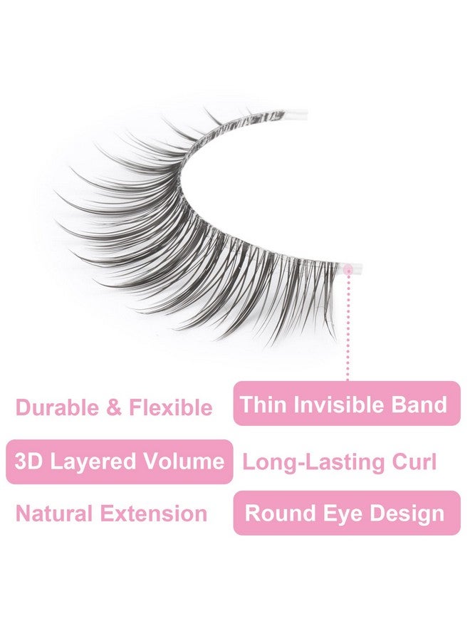 Eyelashes Wispy 10Mm False Lashes Natural Look Fluffy 3D Mink Lashes Short Strip Lashes Pack