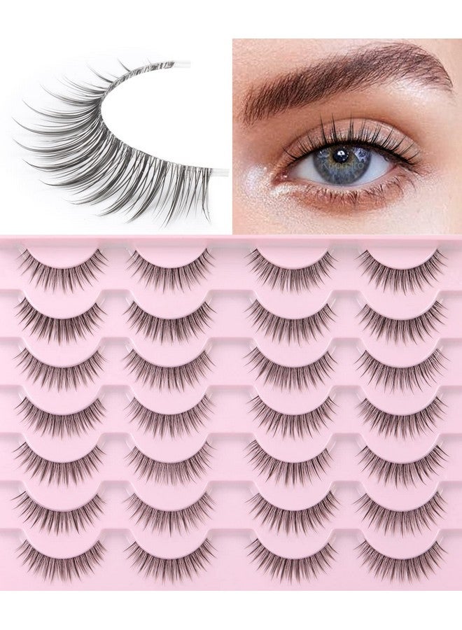 Eyelashes Wispy 10Mm False Lashes Natural Look Fluffy 3D Mink Lashes Short Strip Lashes Pack