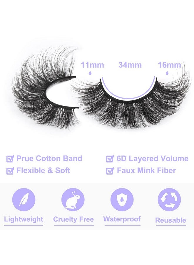 False Eyelashes Fluffy Faux Mink Lashes 18Mm Wispy Lashes Cat Eye Flowers Strip Lashes Pack By Kiromiro