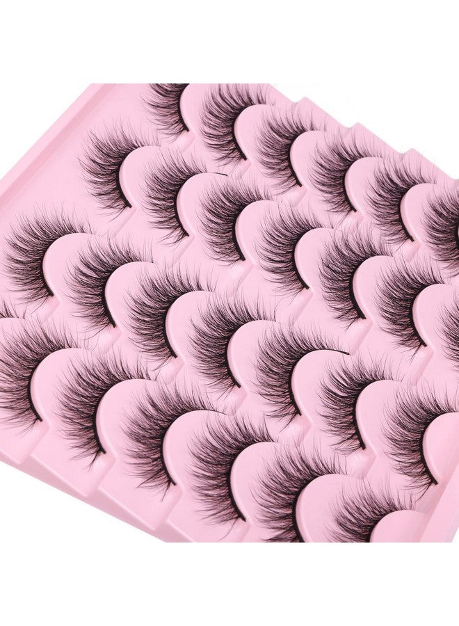 Wispy Lashes 12Mm False Eyelashes Natural Look Short Fluffy Faux Mink Eyelashes Wispies Ripple Strip Lashes Pack 14 Pairs