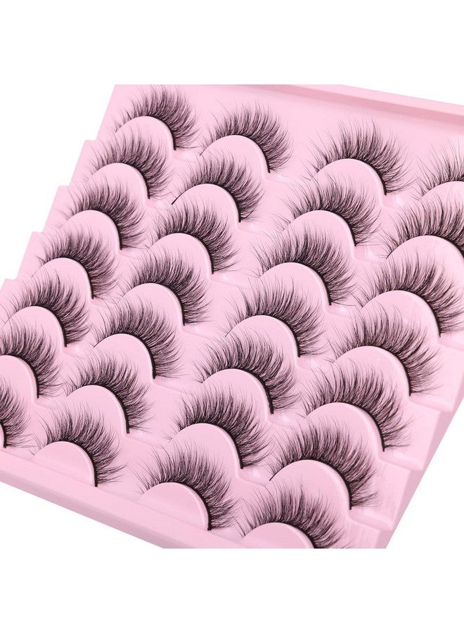 Wispy Lashes 12Mm False Eyelashes Natural Look Short Fluffy Faux Mink Eyelashes Wispies Ripple Strip Lashes Pack 14 Pairs