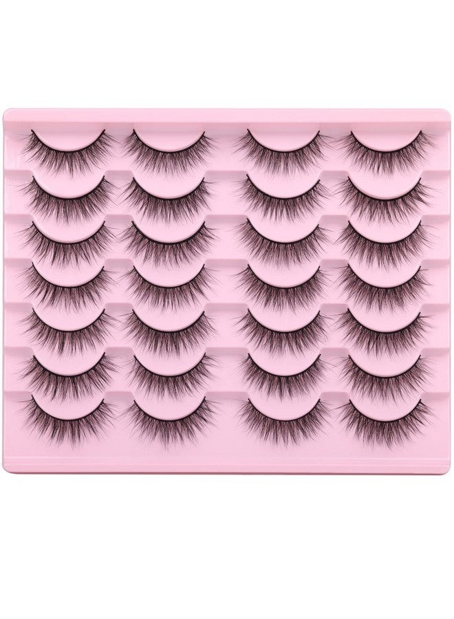 Wispy Lashes 12Mm False Eyelashes Natural Look Short Fluffy Faux Mink Eyelashes Wispies Ripple Strip Lashes Pack 14 Pairs