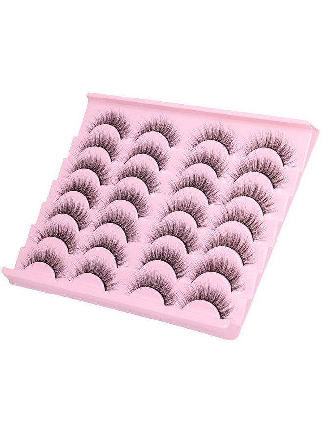 Wispy Lashes 12Mm False Eyelashes Natural Look Short Fluffy Faux Mink Eyelashes Wispies Ripple Strip Lashes Pack 14 Pairs