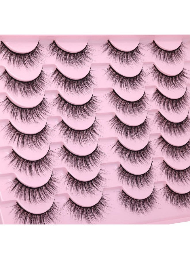 Wispy Lashes 12Mm False Eyelashes Natural Look Short Fluffy Faux Mink Eyelashes Wispies Ripple Strip Lashes Pack 14 Pairs